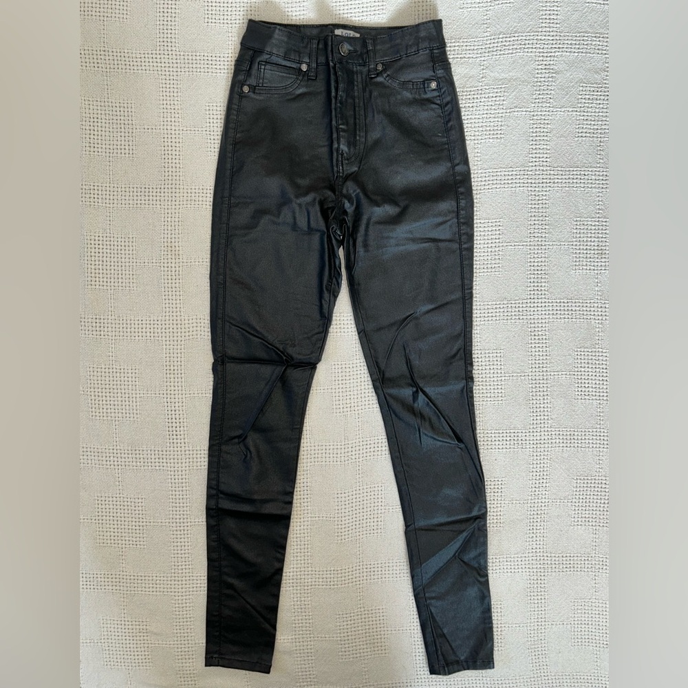 Elegant Coated Leather Jeans for Women